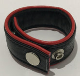 Classic 4-Speed Black & Red Leather Cock Ring